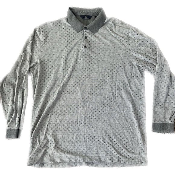 Hart Schaffner Marx Mens Grey Long Sleeve Cotton Polo Shirt -‎ Size XL - Picture 1 of 5